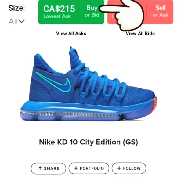 Nike Zoom KD10 "City Edition" Chinatown GS 5y womens 6.5 Kevin Durant 918365-402 - Picture 2 of 7